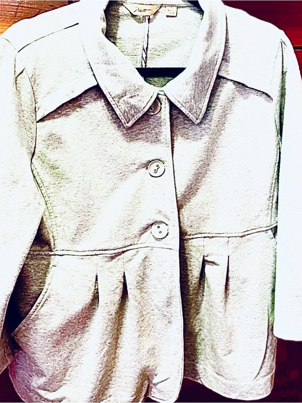Motto Light Gray Peplum Button-Front Jacket Size Large - Picture 6 of 7
